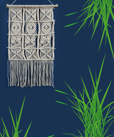 LIVINPARADISE | Macrame Wall Hanging | Woven Boho Chic Wall Décor | Beautiful Art | Handmade Woven Tapestry | Natural Colour | 20×36 Inch
