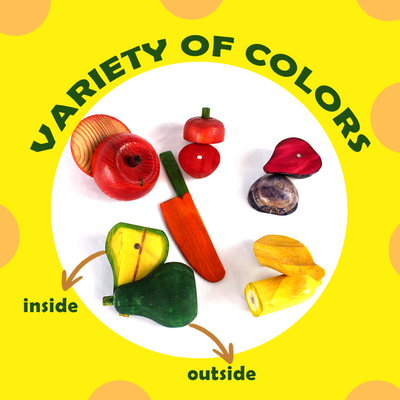 Livinparadise Magnetic Fruits – 5 Wooden Fruits with Playing Knife for kids 1+