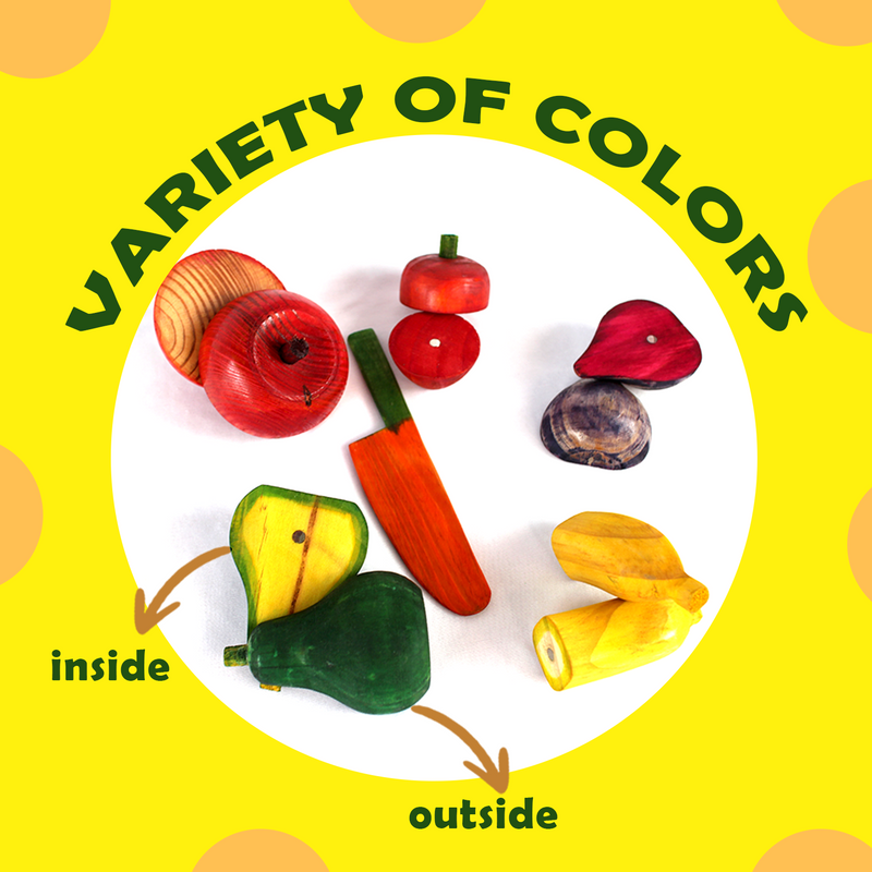 Livinparadise Magnetic Fruits – 5 Wooden Fruits with Playing Knife for kids 1+