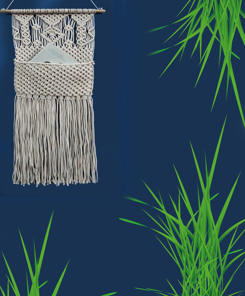 LIVINPARADISE | Macrame Wall Hanging | Woven Boho Chic Wall Décor | Book holder | Handmade Woven Tapestry | Natural Colour | 20×36 Inch