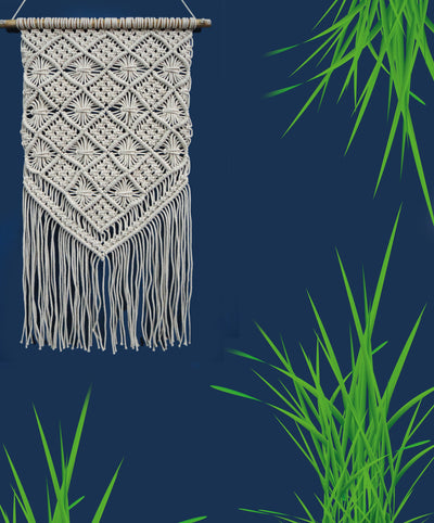 LIVINPARADISE | Macrame Wall Hanging | Woven Boho Chic Wall Décor | Beautiful Art | Handmade Woven Tapestry | Natural Colour | 18x28Inch