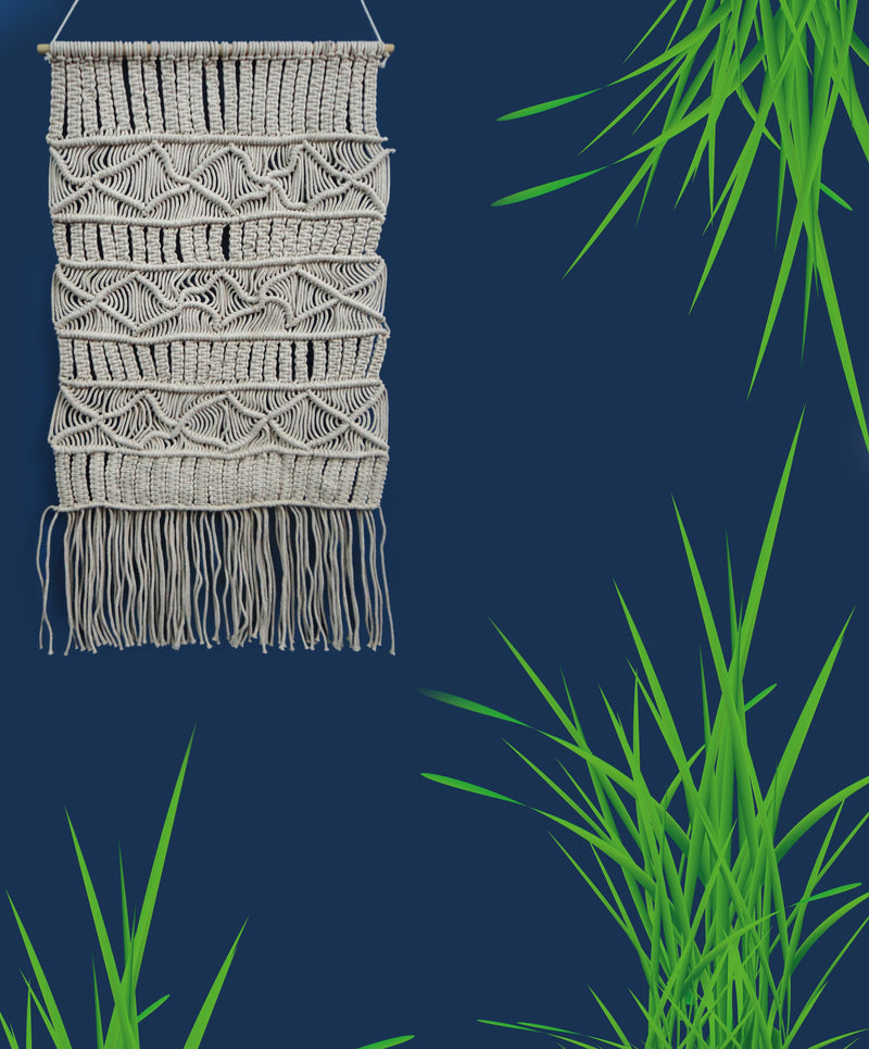 LIVINPARADISE | Macrame Wall Hanging | Woven Boho Chic Wall Décor | Beautiful Art | Handmade Woven Tapestry | Natural Colour | 20×36 Inch