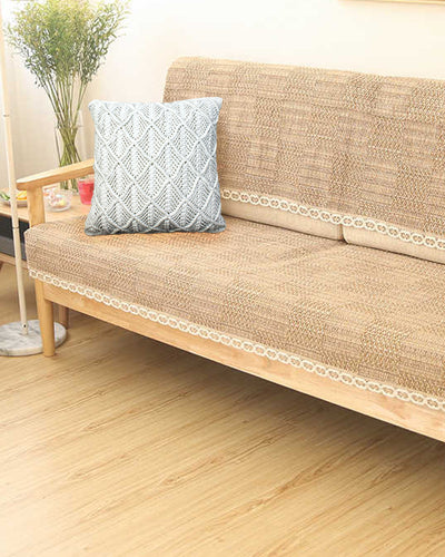 LIVINPARADISE | Macrame Cushion Cover | Woven Boho | Home Décor | Beautiful Work Art | Room Bed Sofa Couch Car | Handmade Woven Tapestry |Natural Beige