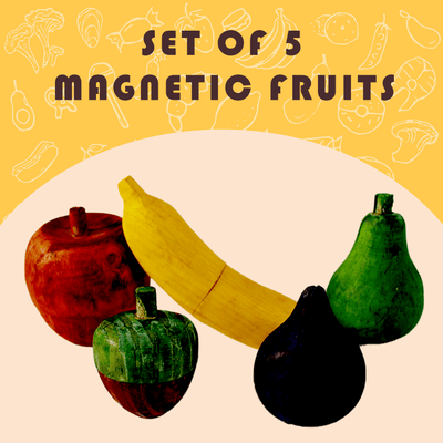 Livinparadise Magnetic Fruits – 5 Wooden Fruits with Playing Knife for kids 1+