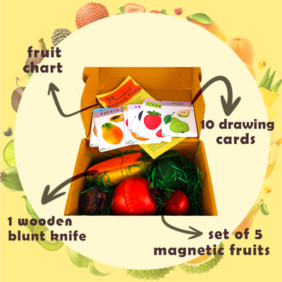 Livinparadise Magnetic Fruits – 5 Wooden Fruits with Playing Knife for kids 1+