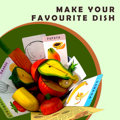 Livinparadise Magnetic Fruits – 5 Wooden Fruits with Playing Knife for kids 1+