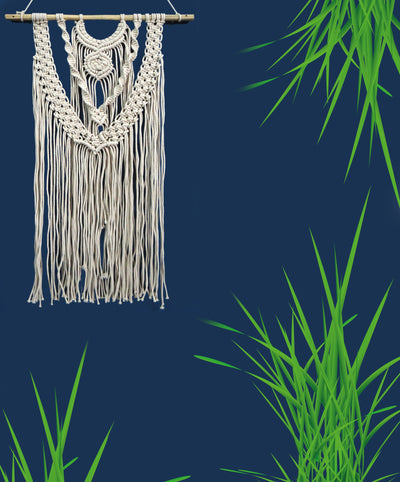 LIVINPARADISE | Necklace design| Macrame Wall Hanging | Woven Boho Chic Wall Décor | Handmade Woven Tapestry | Natural Colour | 18×28Inch