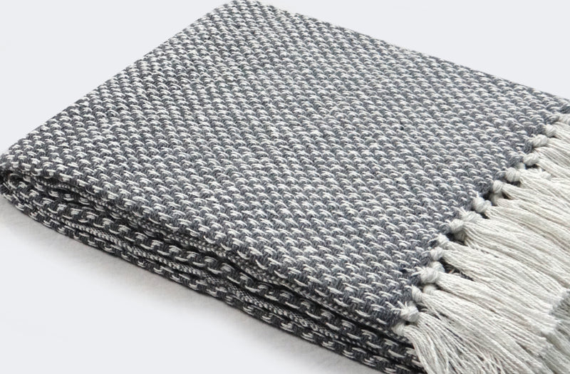 Black Throw with square pattern