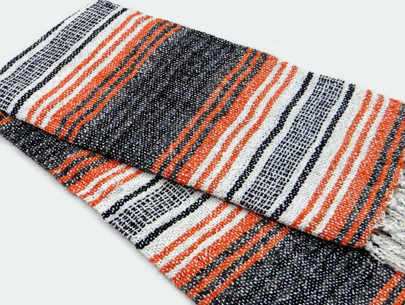 LIVINPARADISE | Authentic Falsa Blanket | Recycled Throw and Blanket | Picnic or Camping | Home Decor & Everyday Use | Indoor and outdoor | Size 50" x 80" APPROX| Orange