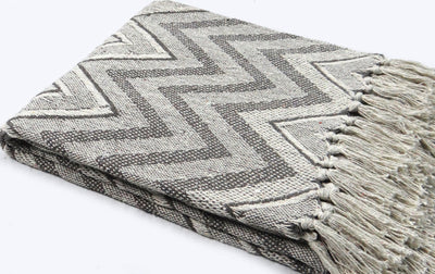 Grey Throw with wavy pattern
