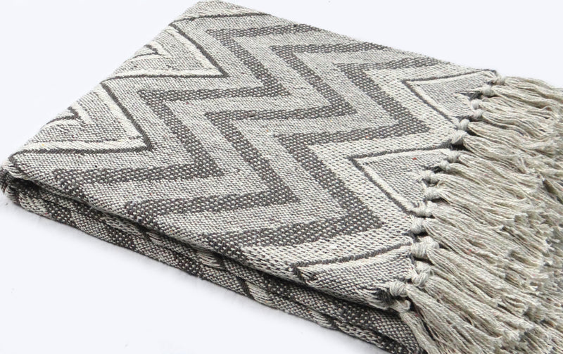 Grey Throw with wavy pattern