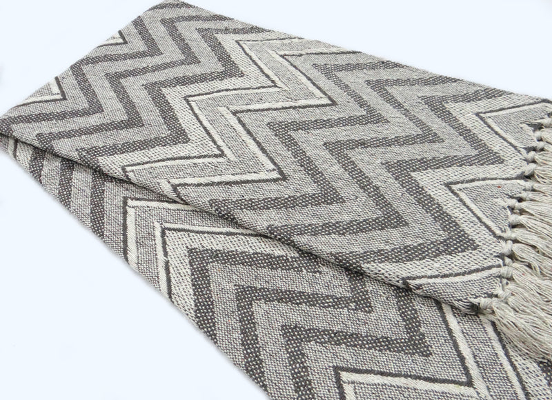Grey Throw with wavy pattern
