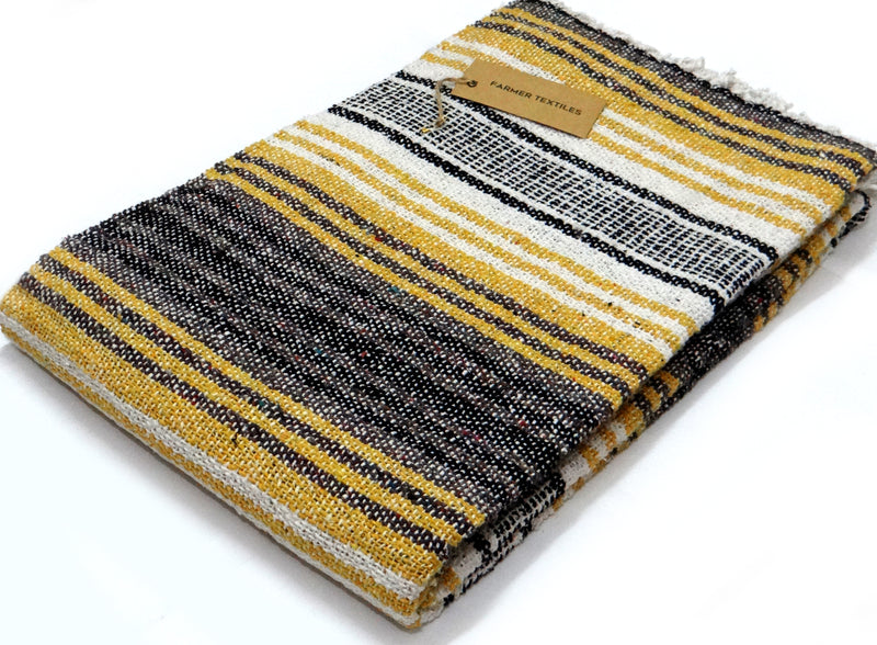 LIVINPARADISE | Authentic Falsa Blanket | Recycled Throw and Blanket | Picnic or Camping | Home Decor & Everyday Use | Indoor and outdoor | Size 50" x 80" APPROX| Yellow