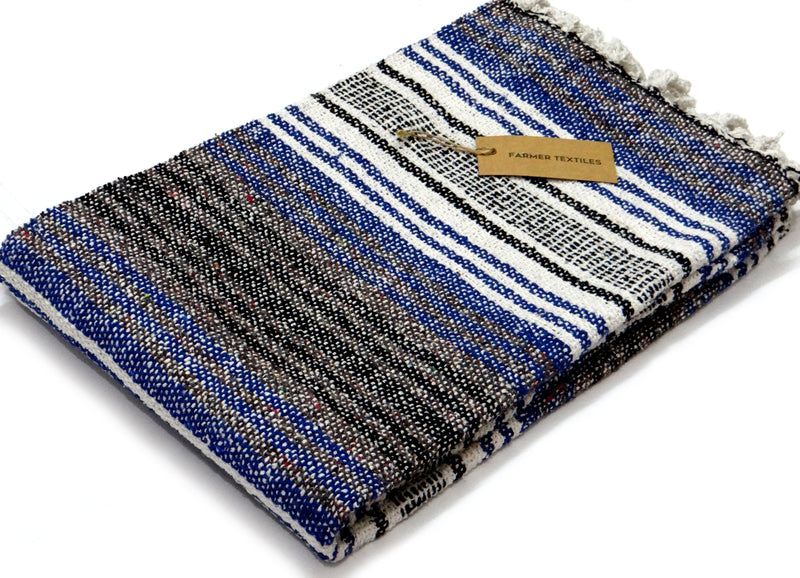 LIVINPARADISE | Authentic Falsa Blanket | Recycled Throw and Blanket | Picnic or Camping | Home Decor & Everyday Use | Indoor and outdoor | Size 50" x 80" APPROX| Blue