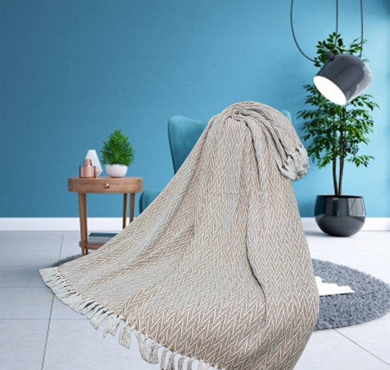 Brown Throw with wavy pattern