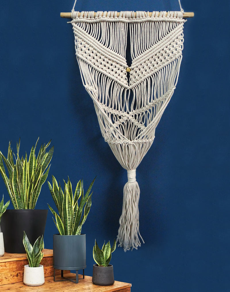 LIVINPARADISE | Macrame Wall Hanging | Woven Boho Chic Wall Décor | Basket holder l Handmade Woven Tapestry | Halloween Special| 18x36inch 