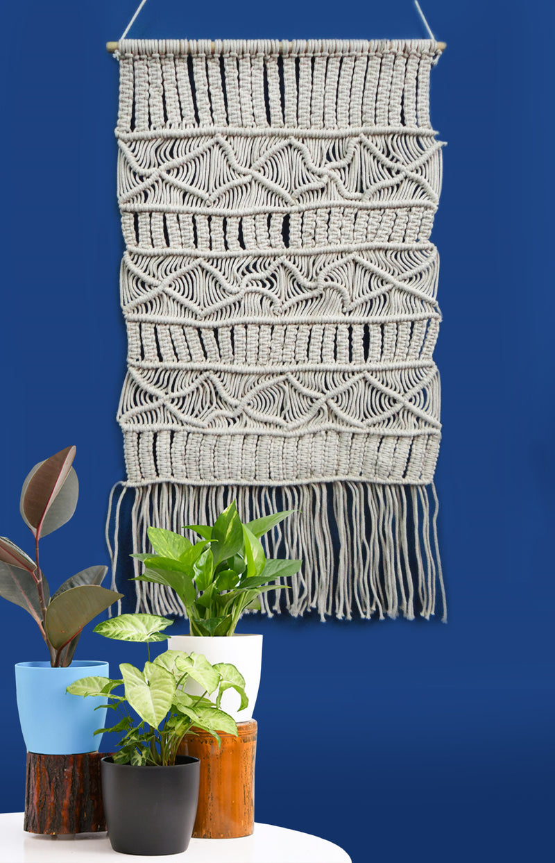 LIVINPARADISE | Macrame Wall Hanging | Woven Boho Chic Wall Décor | Beautiful Art | Handmade Woven Tapestry | Natural Colour | 20×36 Inch