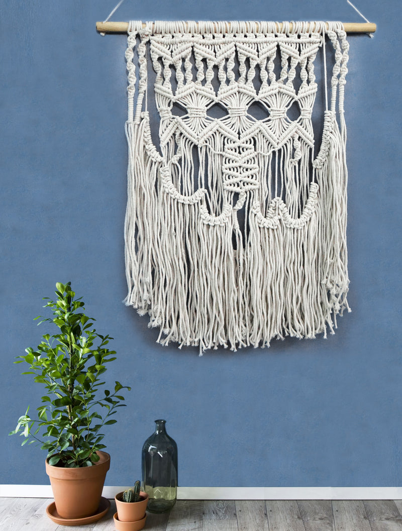 LIVINPARADISE | Macrame Wall Hanging | Woven Boho Chic Wall Décor | Beautiful Art | Handmade Woven Tapestry | Natural Colour | 25×30 Inch
