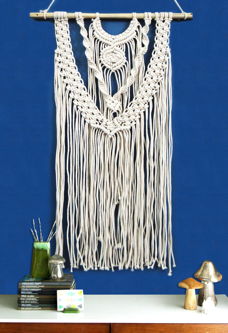 LIVINPARADISE | Necklace design| Macrame Wall Hanging | Woven Boho Chic Wall Décor | Handmade Woven Tapestry | Natural Colour | 18×28Inch