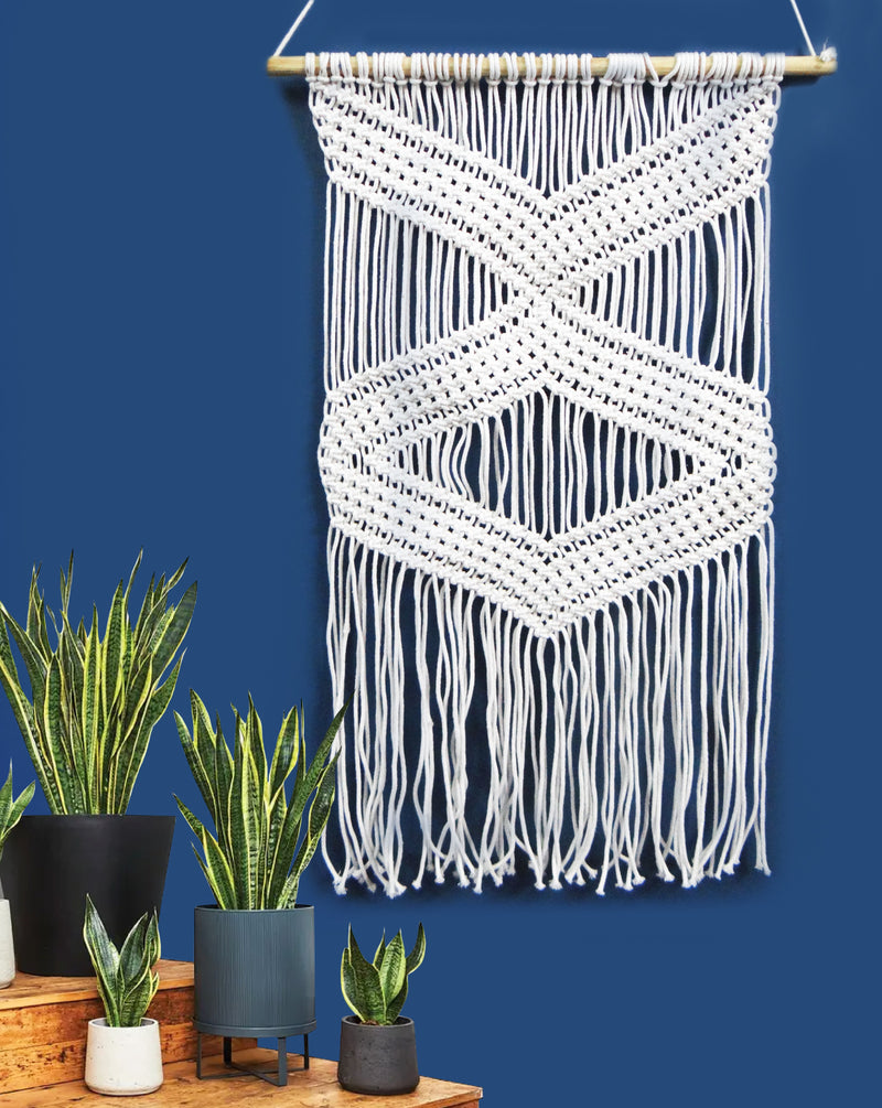 LIVINPARADISE | Macrame Wall Hanging | Woven Boho Chic Wall Décor | Beautiful Art | Handmade Woven Tapestry | Natural Colour | 22X36 Inch