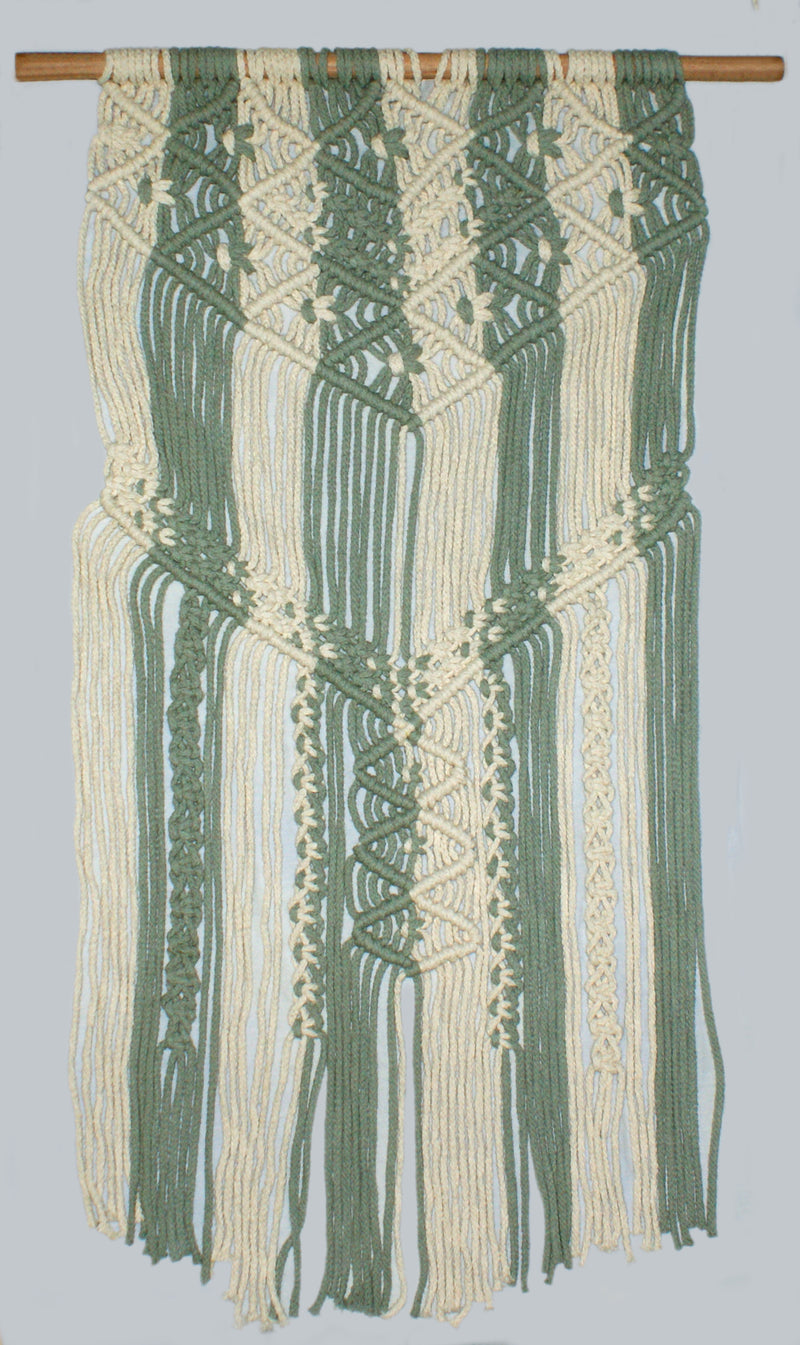 LIVINPARADISE | Macrame Wall Hanging | Woven Boho Chic Wall Décor | Beautiful Art | Handmade Woven Tapestry | Natural Colour & Teal Green | 18x32 Inch
