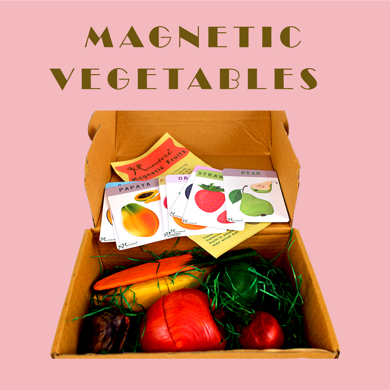 Magnetic Vegetables – 5 Wooden Vegetables with Knife for kids 1+