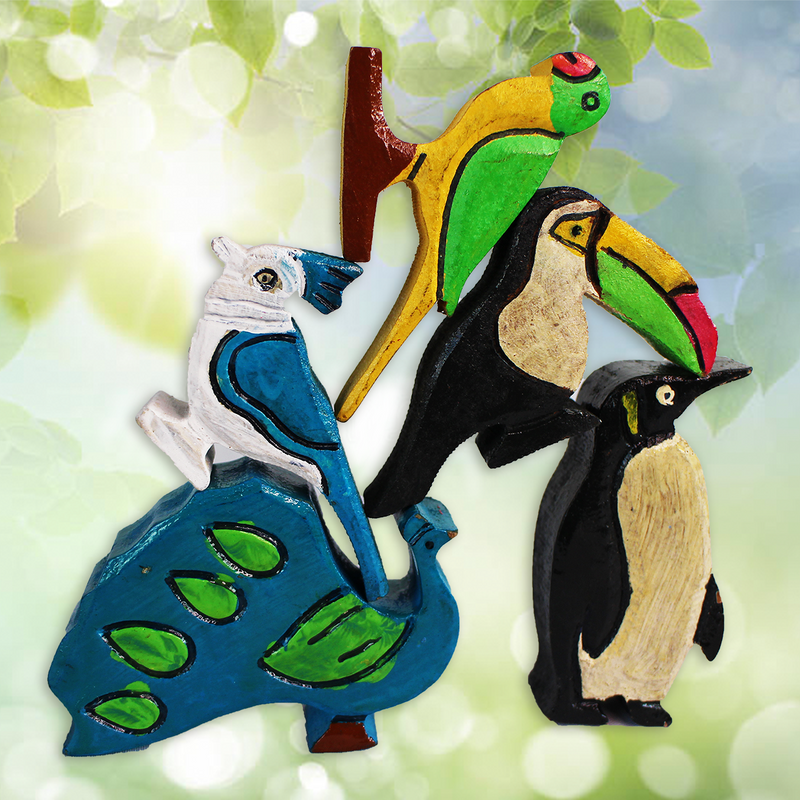 livinparadise Birds Box – 5 Wooden Birds with Flashcards for kids 1+