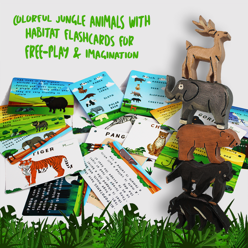 Jungle Kingdom – 5 Wild Animals with Flashcards for kids 1+