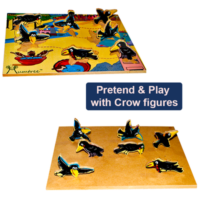 Livinparadise Thirsty Crow in the City – Wooden Story Puzzle for kids 2-5 Years