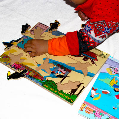 Livinparadise Thirsty Crow in the City – Wooden Story Puzzle for kids 2-5 Years