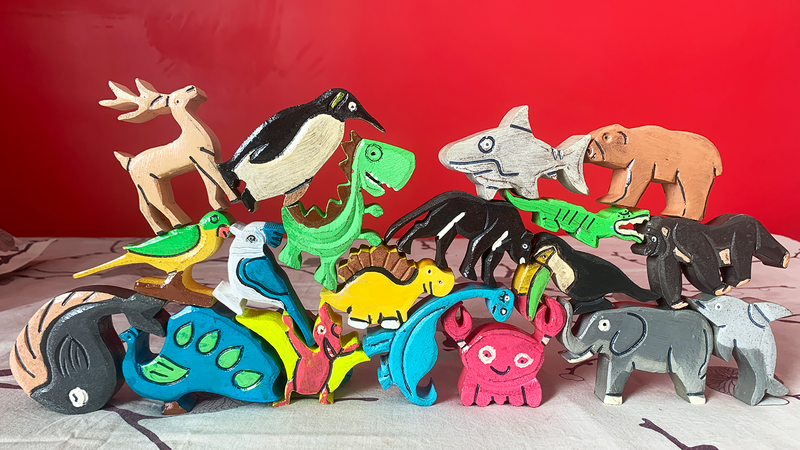 Water World – 5 Wooden Sea Animals with Flashcards for kids 1+