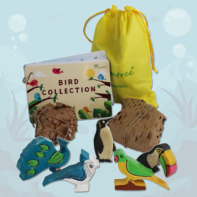 livinparadise Birds Box – 5 Wooden Birds with Flashcards for kids 1+