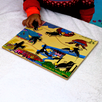 Livinparadise Thirsty Crow in the City – Wooden Story Puzzle for kids 2-5 Years