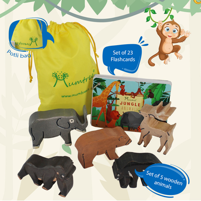 Jungle Kingdom – 5 Wild Animals with Flashcards for kids 1+