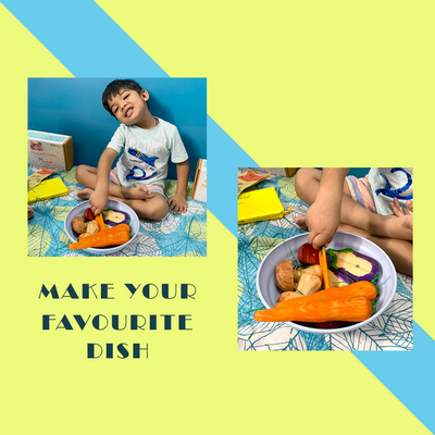 Magnetic Vegetables – 5 Wooden Vegetables with Knife for kids 1+