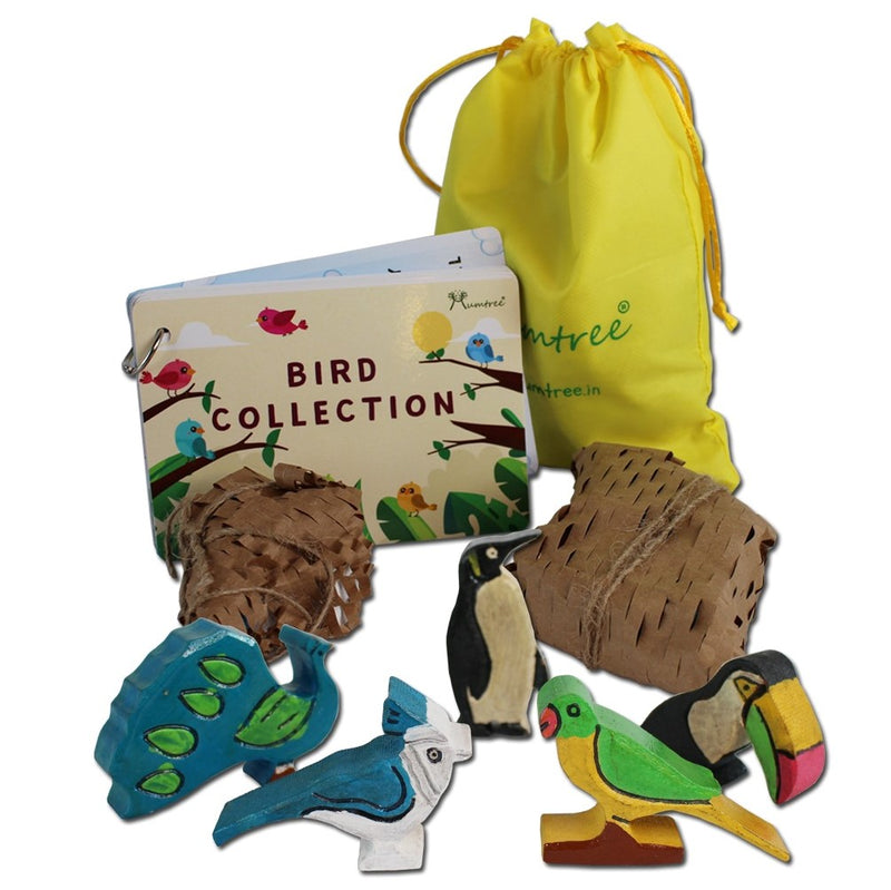 livinparadise Birds Box – 5 Wooden Birds with Flashcards for kids 1+