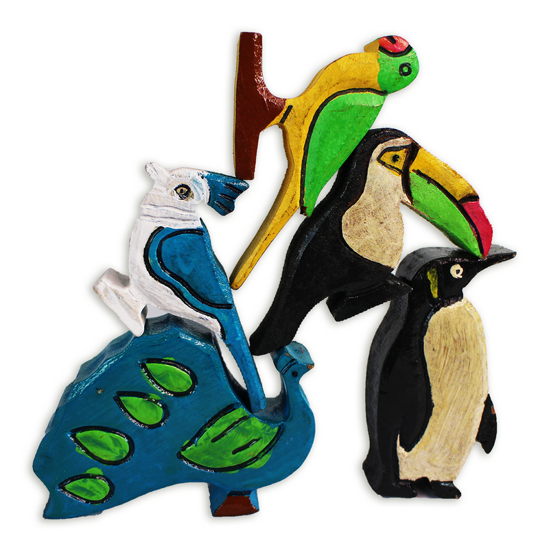 livinparadise Birds Box – 5 Wooden Birds with Flashcards for kids 1+