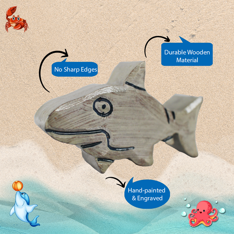 Water World – 5 Wooden Sea Animals with Flashcards for kids 1+