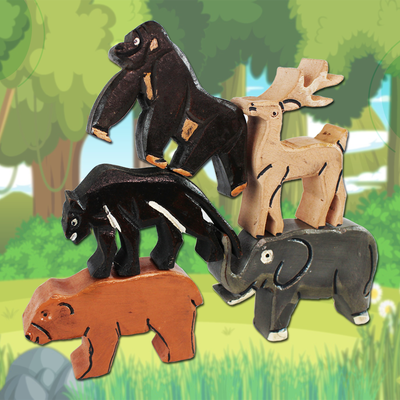 Jungle Kingdom – 5 Wild Animals with Flashcards for kids 1+