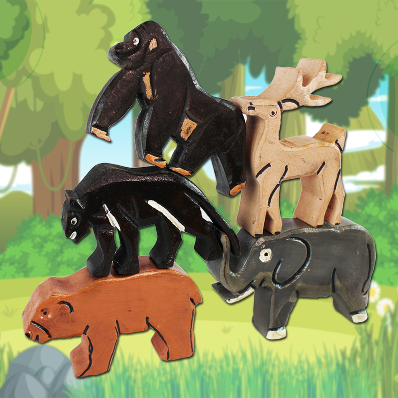 Jungle Kingdom – 5 Wild Animals with Flashcards for kids 1+