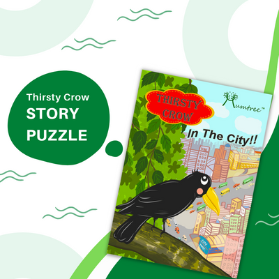 Livinparadise Thirsty Crow in the City – Wooden Story Puzzle for kids 2-5 Years