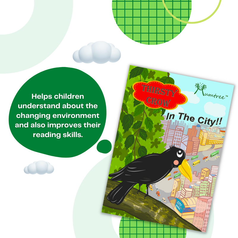 Livinparadise Thirsty Crow in the City – Wooden Story Puzzle for kids 2-5 Years