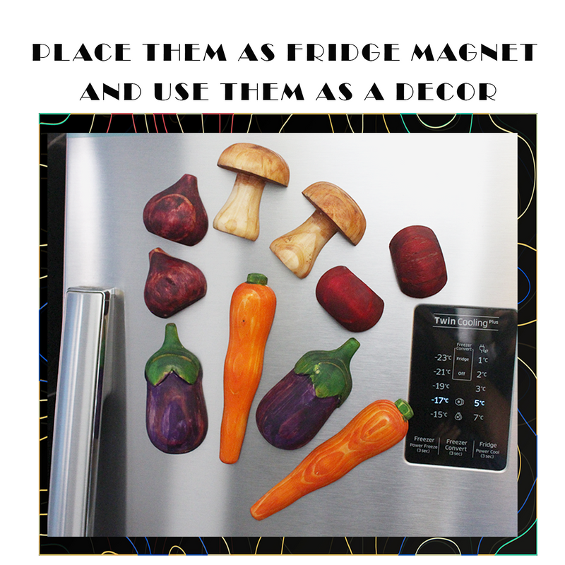 Magnetic Vegetables – 5 Wooden Vegetables with Knife for kids 1+