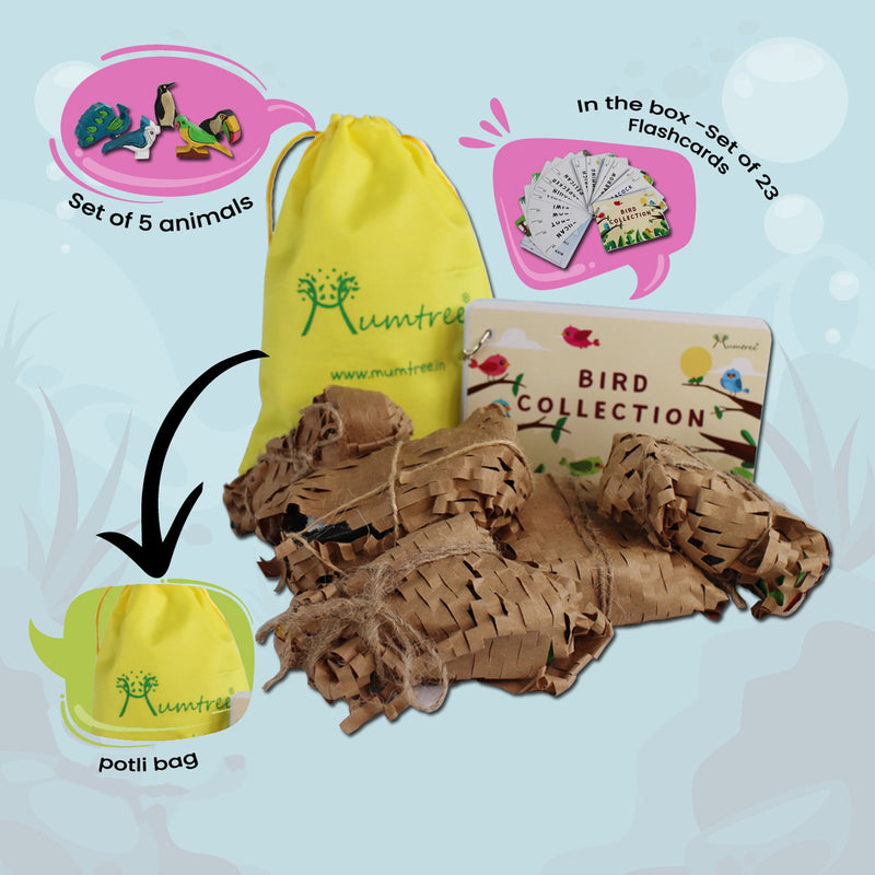 livinparadise Birds Box – 5 Wooden Birds with Flashcards for kids 1+