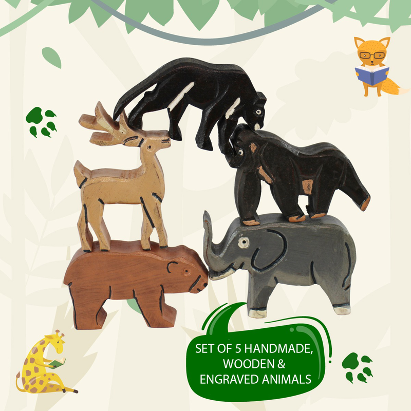Jungle Kingdom – 5 Wild Animals with Flashcards for kids 1+